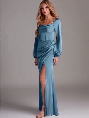 azazie naomie stretch satin dress Azazie Naomie